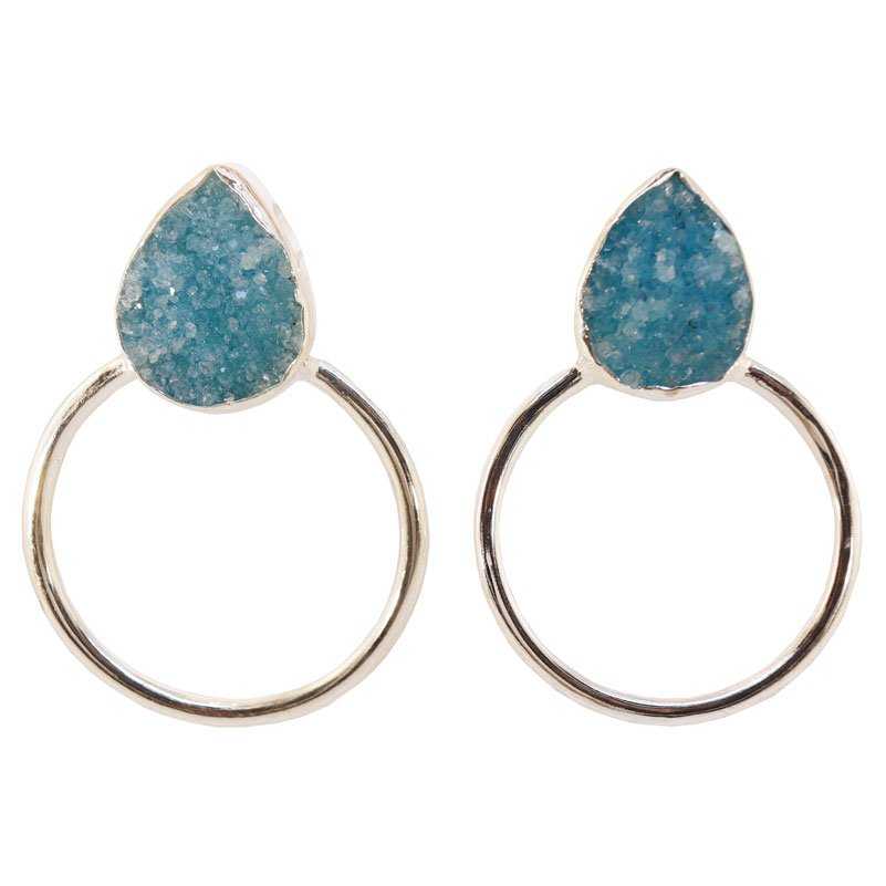 Pendientes Diwa Big Plata Azul turquesa