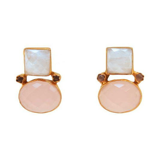 Pendientes Inma Piedra Lunar y Rosa claro