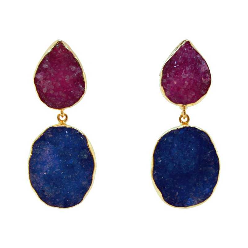 Pendientes Invitada Fucsia mo y Azul