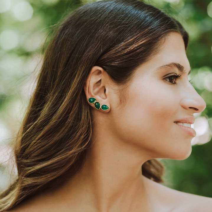 Pendientes Judit Trepador Verde, Piedra Lunar y Azul