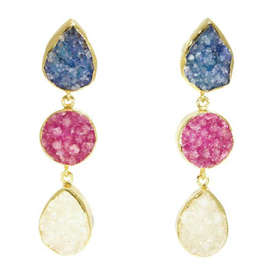 Pendientes Mademoiselle Azul. Fucsia y Blanco