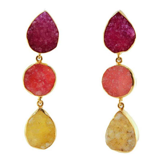 Pendientes Mademoiselle Fucsia. Naranja y Amarillo