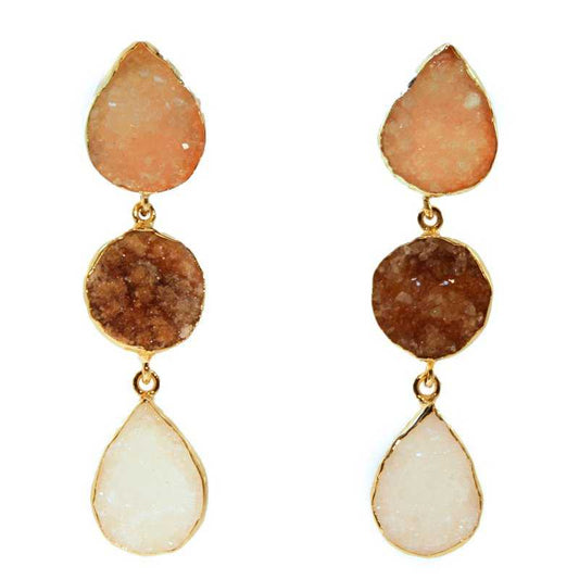 Pendientes Mademoiselle Naranja. Marrón y Blanco