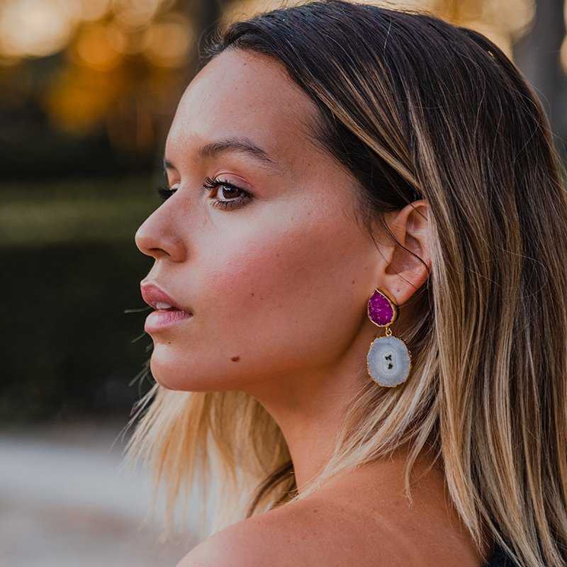 Pendientes Malin Fucsia mo y Verde
