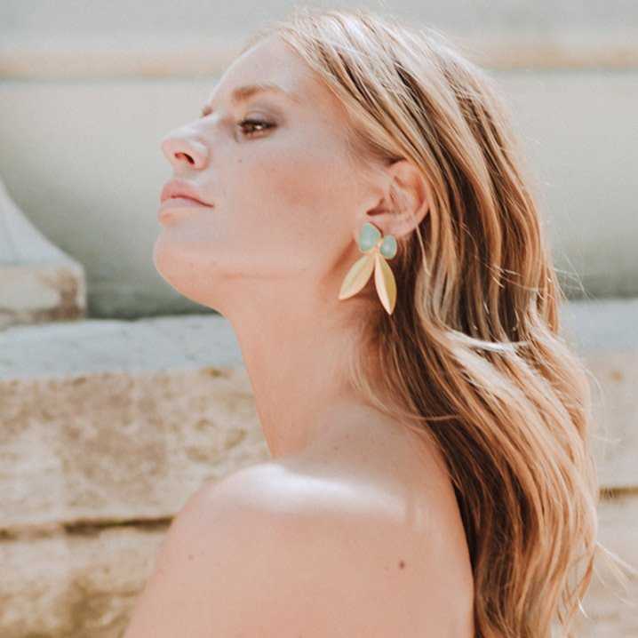 Pendientes Narciso Verde agua