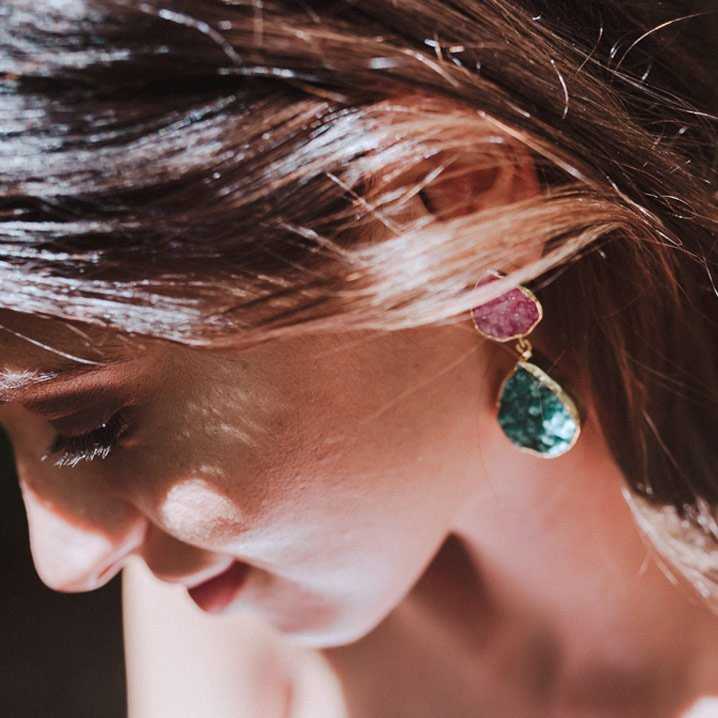 Pendientes Notredame Fucsia mo y Verde