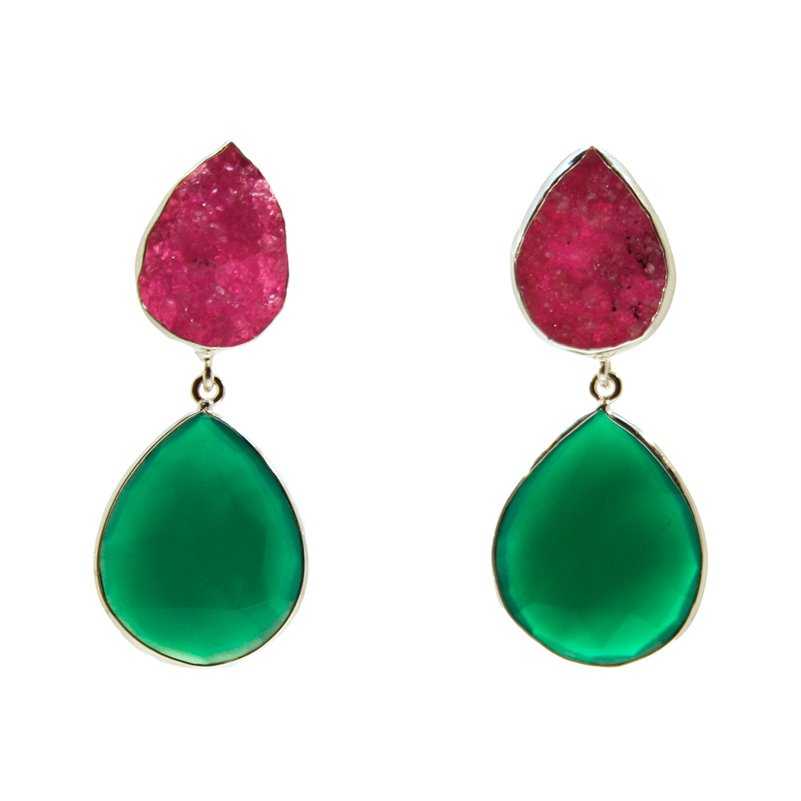 Pendientes Oasis Fucsia mo y Verde