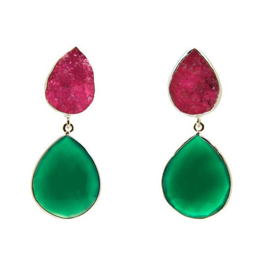 Pendientes Oasis Fucsia mo y Verde