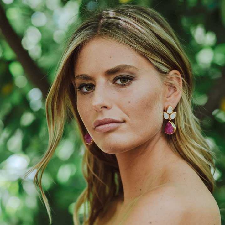 Pendientes Sauce Blanco y Fucsia mo