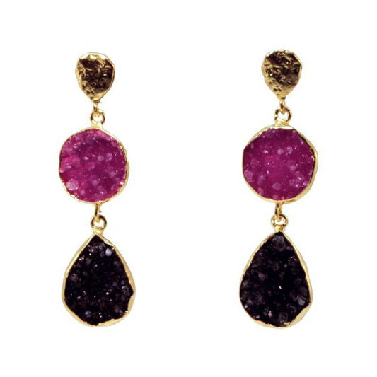 Pendientes Acanthus Fucsia mo y Negro