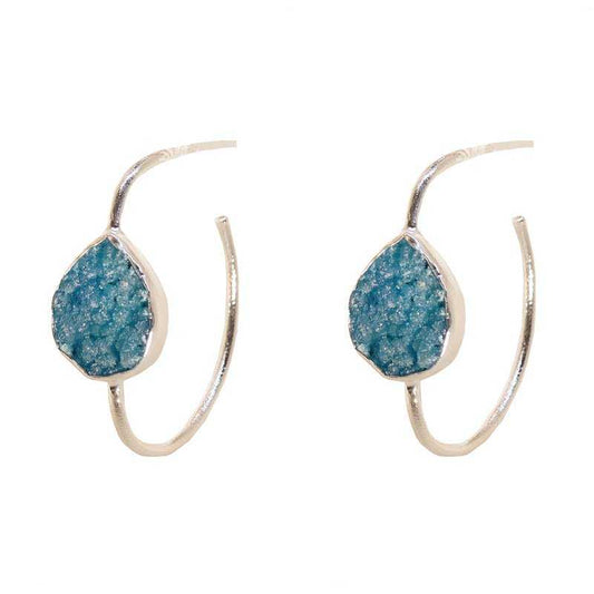 Pendientes Aros Malta Plata Azul turquesa