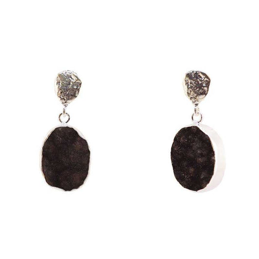 Pendientes Ovals Plata Negro