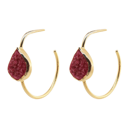 Pendientes Aros Malta Burdeos Rosado