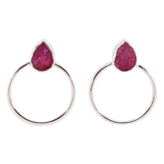 Pendientes Diwa Small Plata Fucsia mo