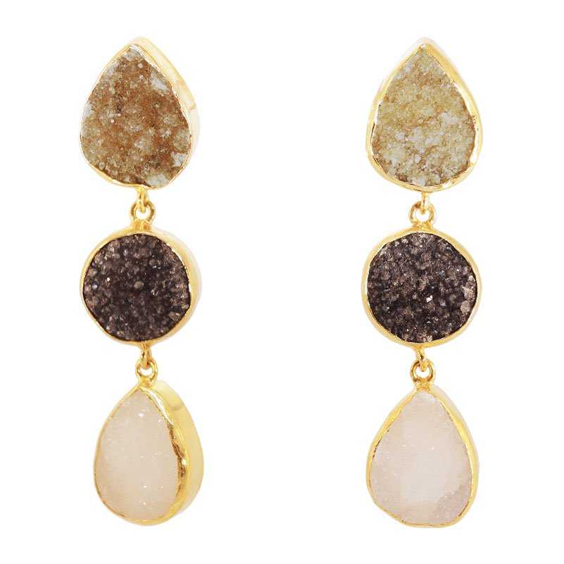 Pendientes Mademoiselle Marrón, Negro y Blanco
