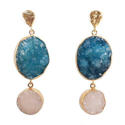 Pendientes Saphiro Azul Turquesa y Blanco