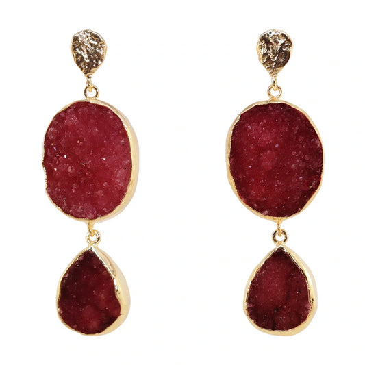 Pendientes Zafiro Burdeos rosado