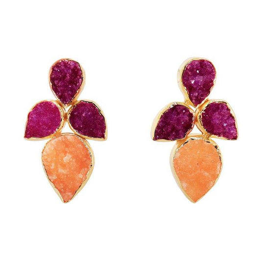 Pendientes Lirio Fucsia mo y Naranja