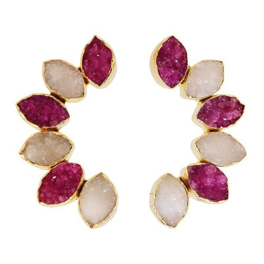 Pendientes Boreal Fucsia mo y Blanco