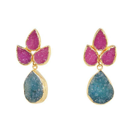 Pendientes Sauce Fucsia mo y Turquesa