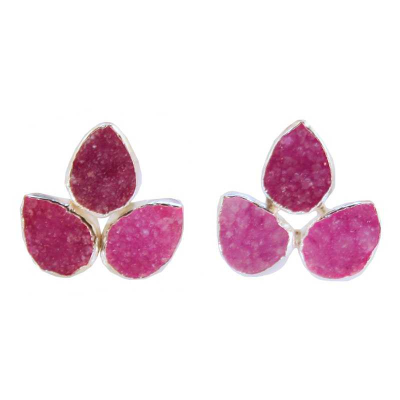 Pendientes Yoga Big Plata Fucsia mo
