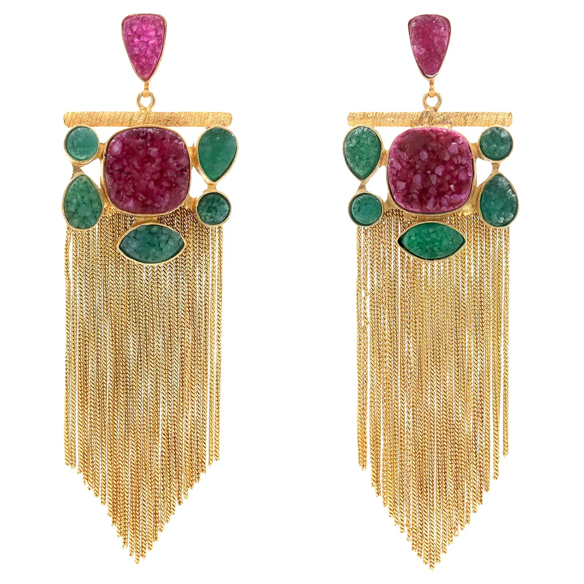 Pendientes Alhambra Drusa Fucsia mo y Verde