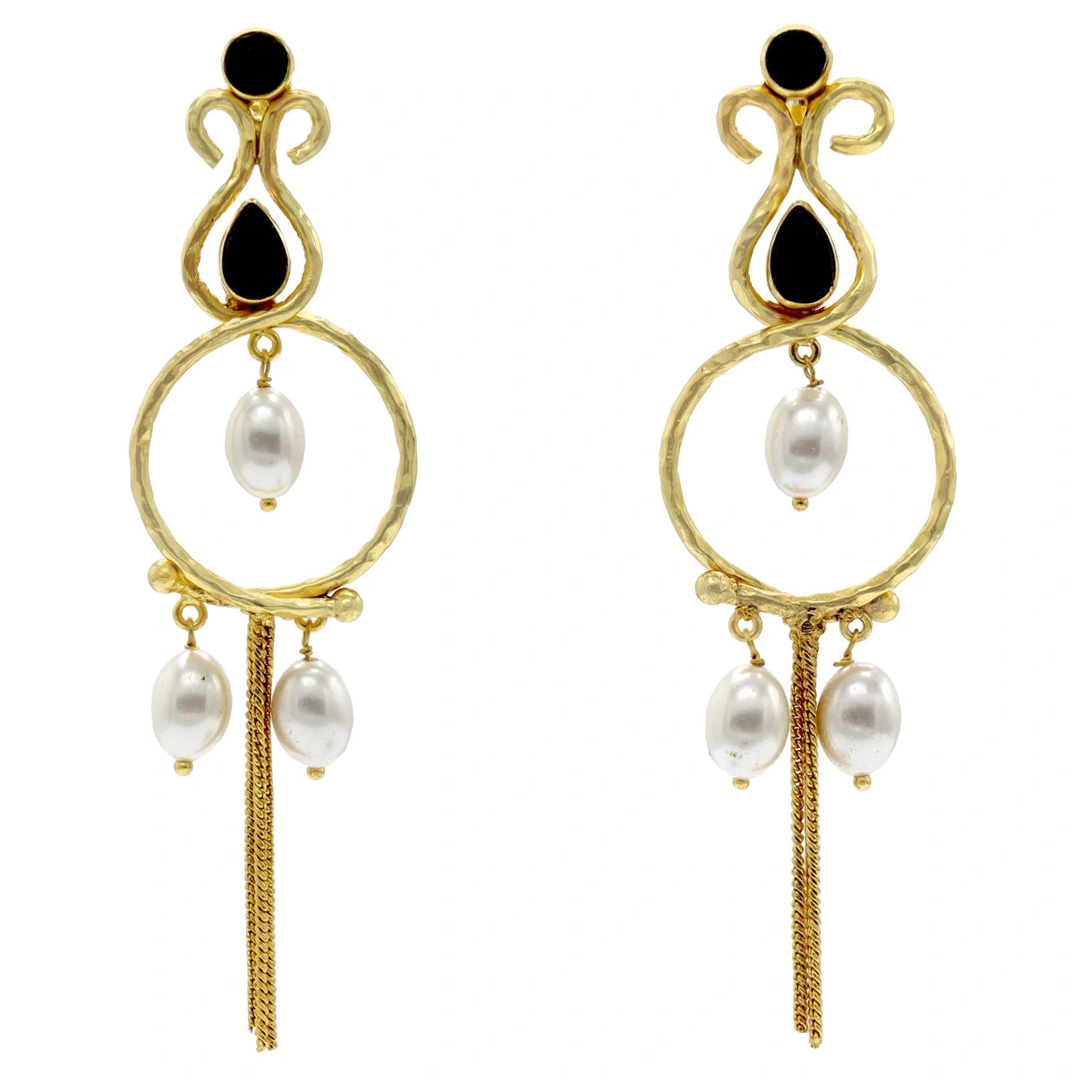 Pendientes Anelia Negro y Perlas