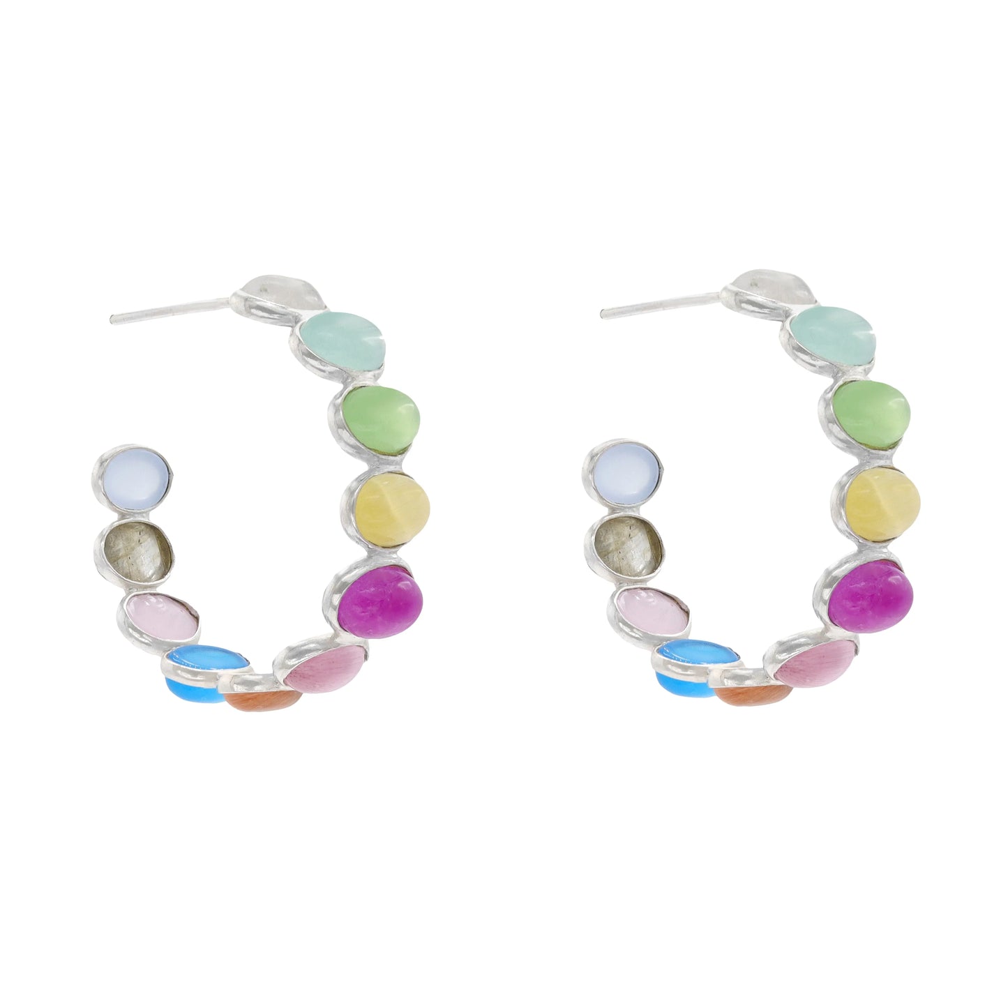 Pendientes Aros Reifen Plata Multicolor