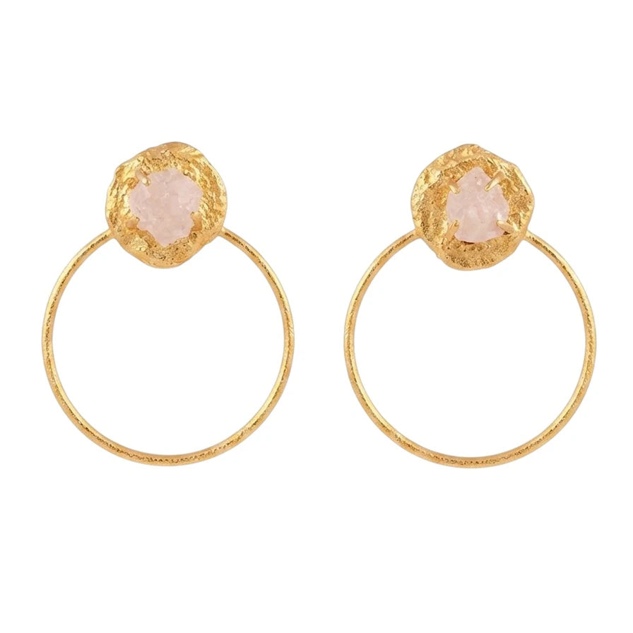 Pendientes Belora Rough Rosa Cuarzo
