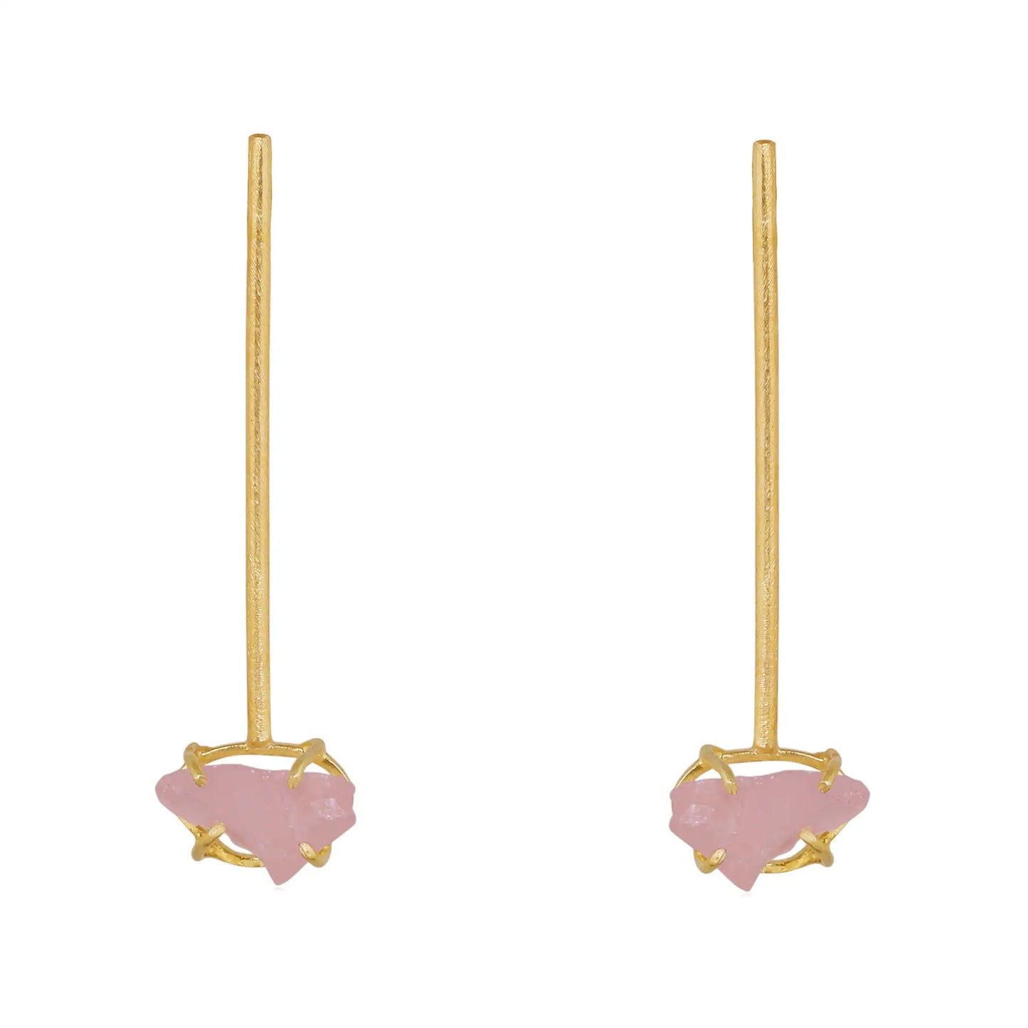 Pendientes Cristalia Rough Rosa cuarzo