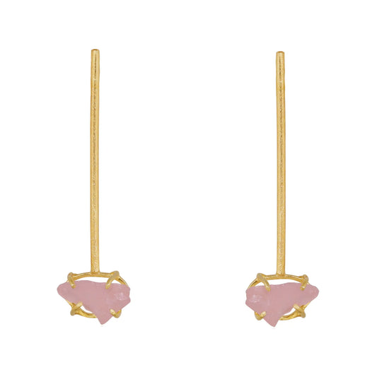 Pendientes Cristalia Rough Rosa cuarzo