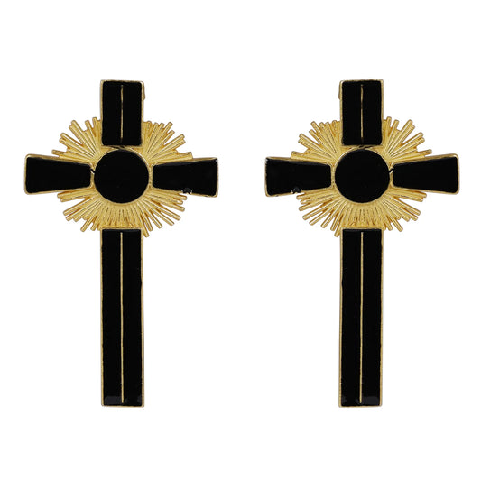 Pendientes Cruz Divinidad Negro