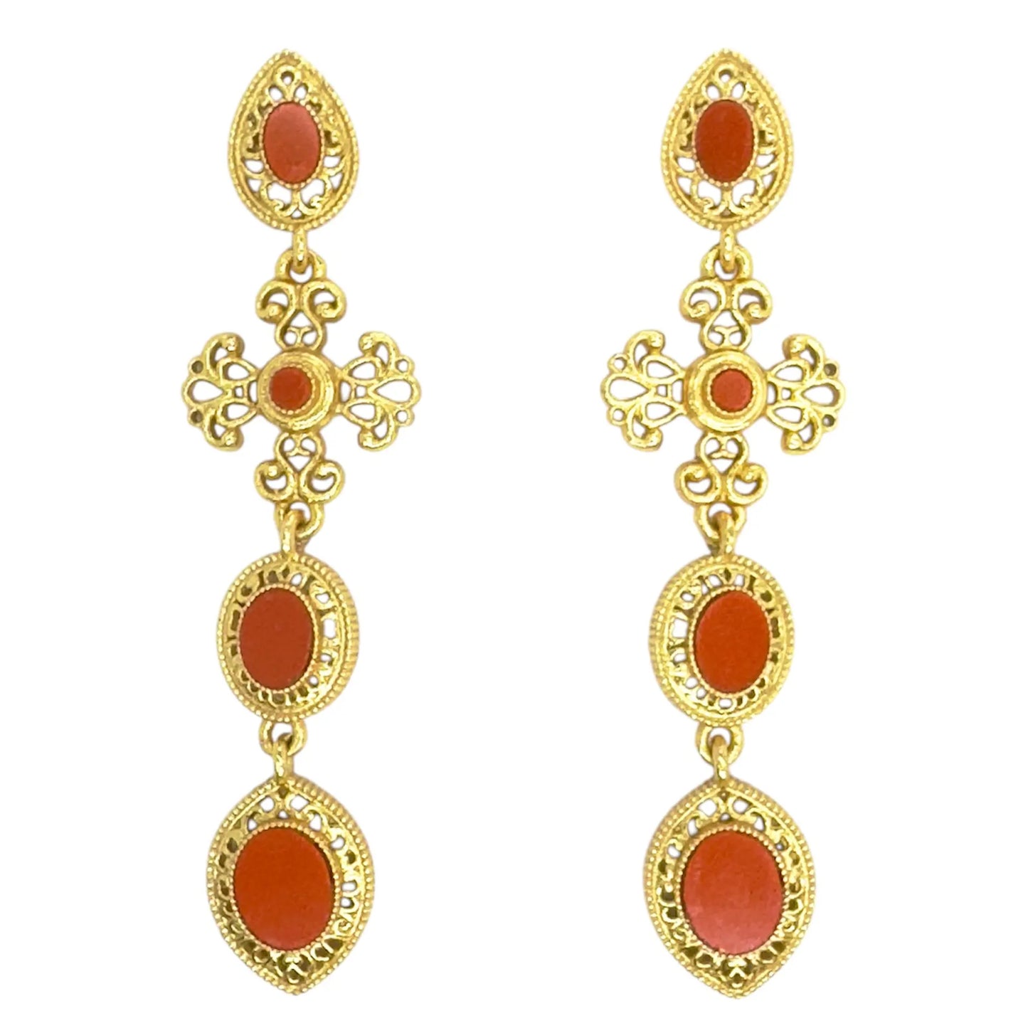 Pendientes Cruz Fuego Andaluz Rojo