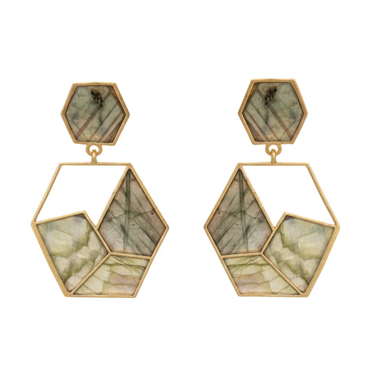 Pendientes Cubista Labradorita