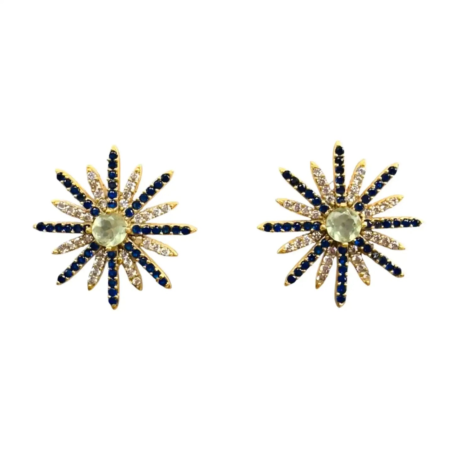 Green and Blue Shine Polar Star Earrings