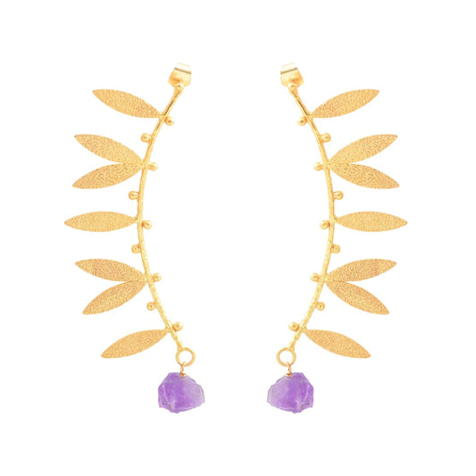 Pendientes Fronda Rough Morado