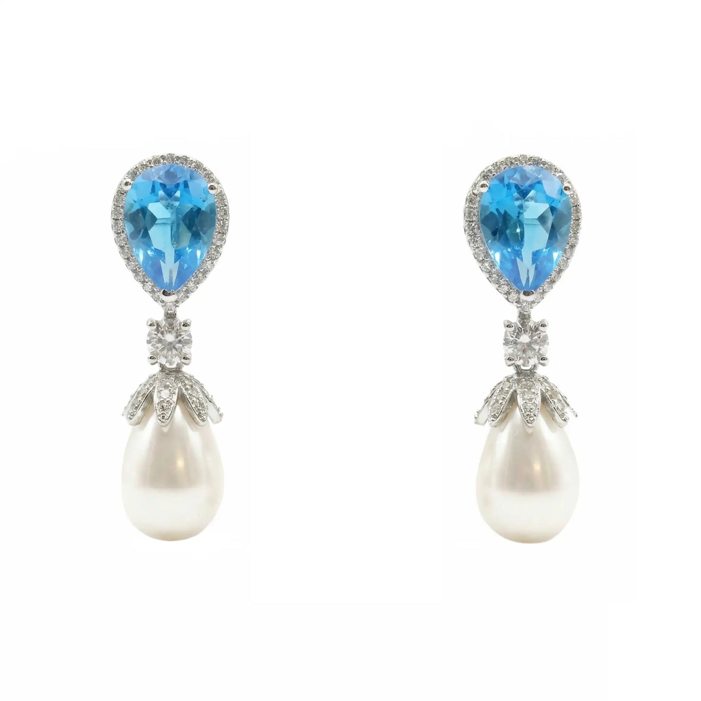 Pendientes Galera Plata Azul intenso y Perla