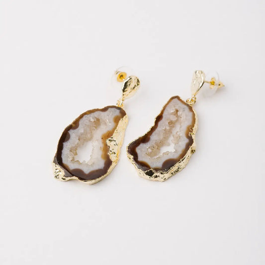 Pendientes Geodas Marrón