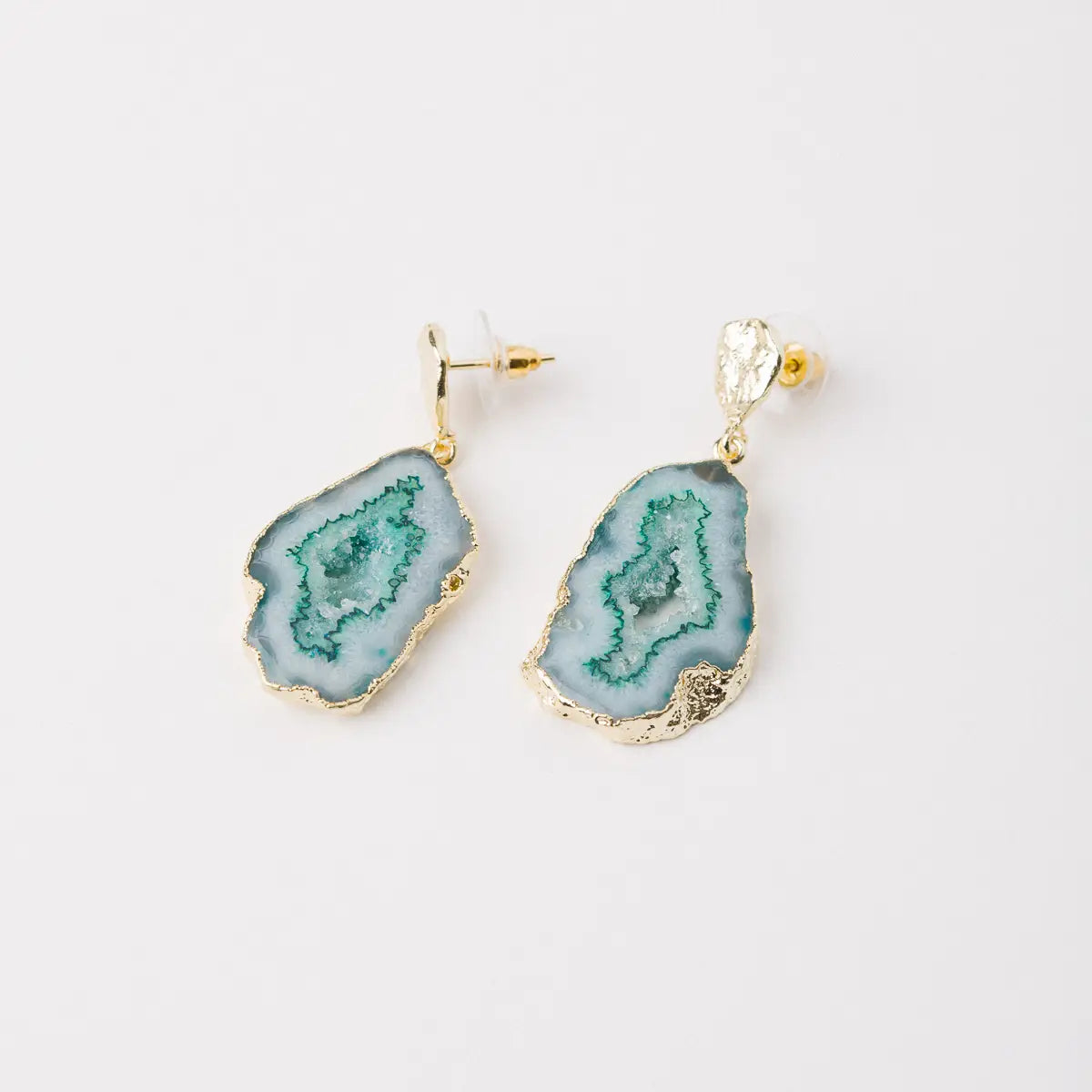 Pendientes Geodas Verde
