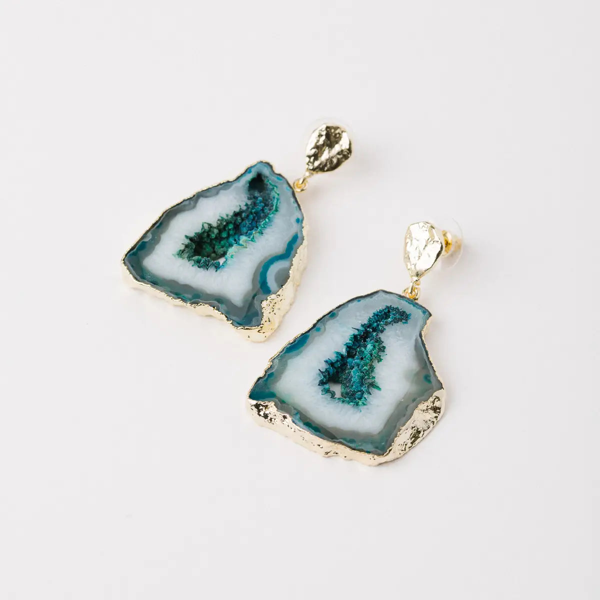 Pendientes Geodas Verde