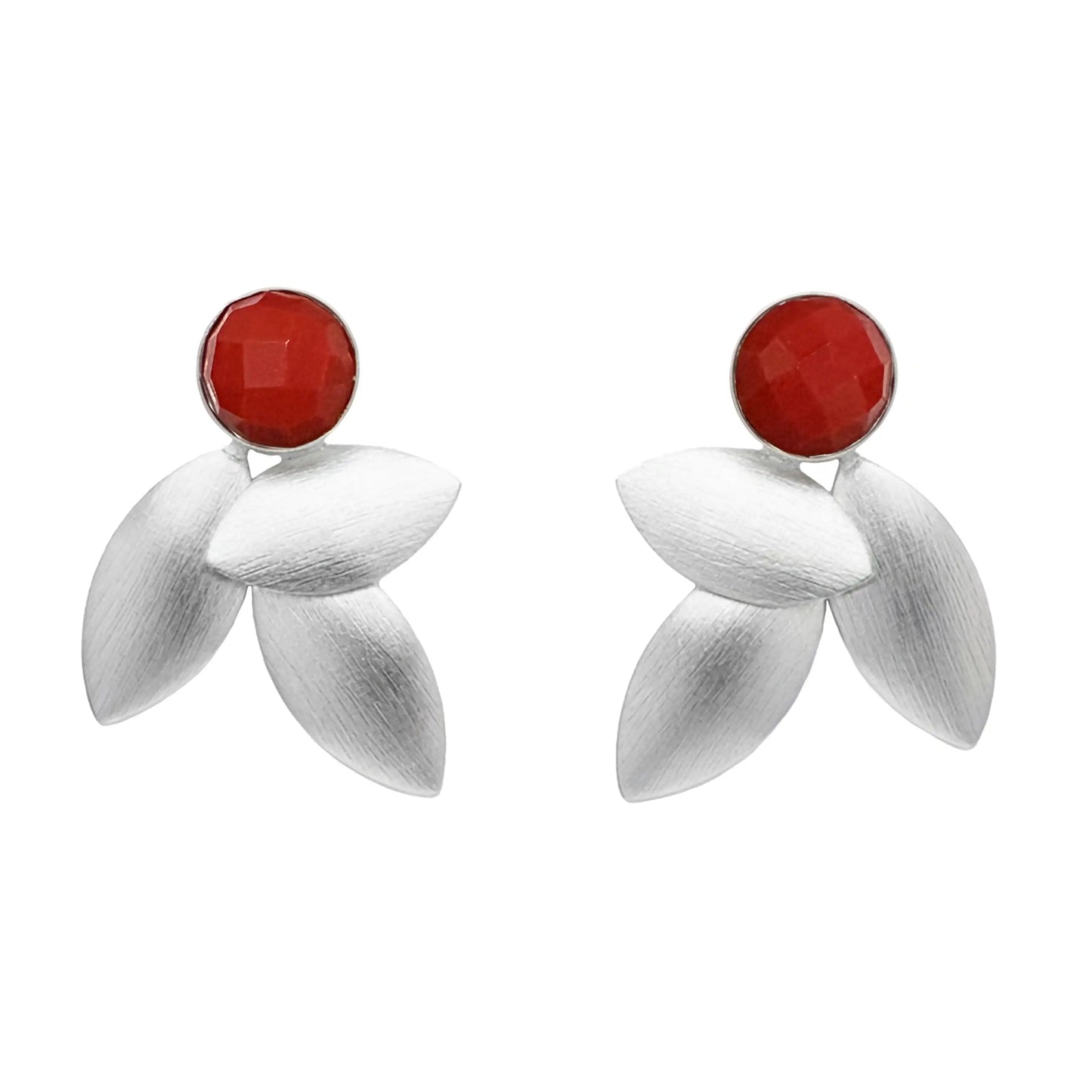 Pendientes Lino Plata Rojo
