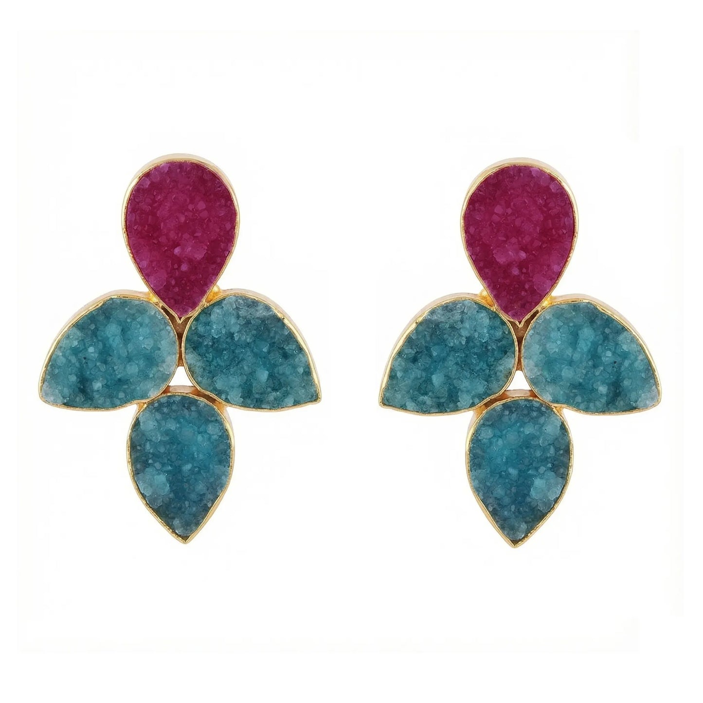 Pendientes Mairea Ed. Limitada Fucsia Mo y Azul Turquesa