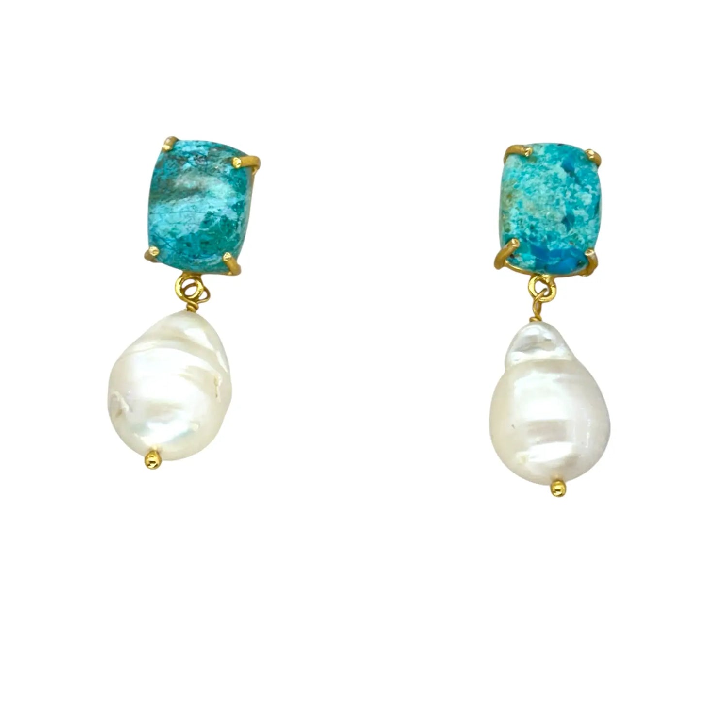 Pendientes Marea Azul Turquesa y Perla