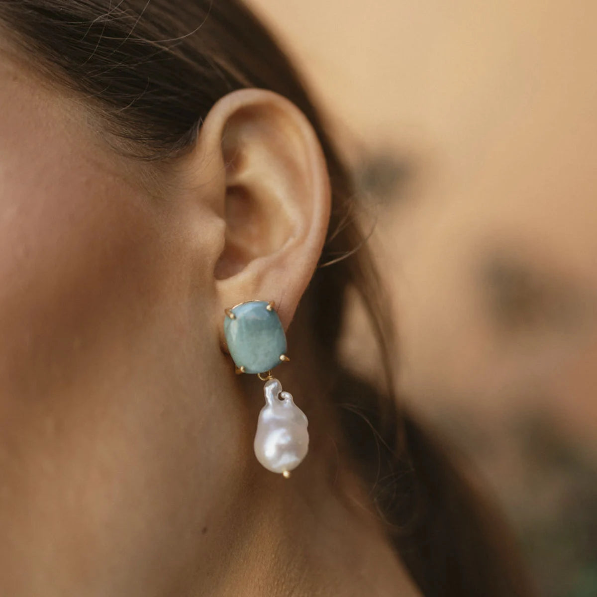 Pendientes Marea Azul Turquesa y Perla