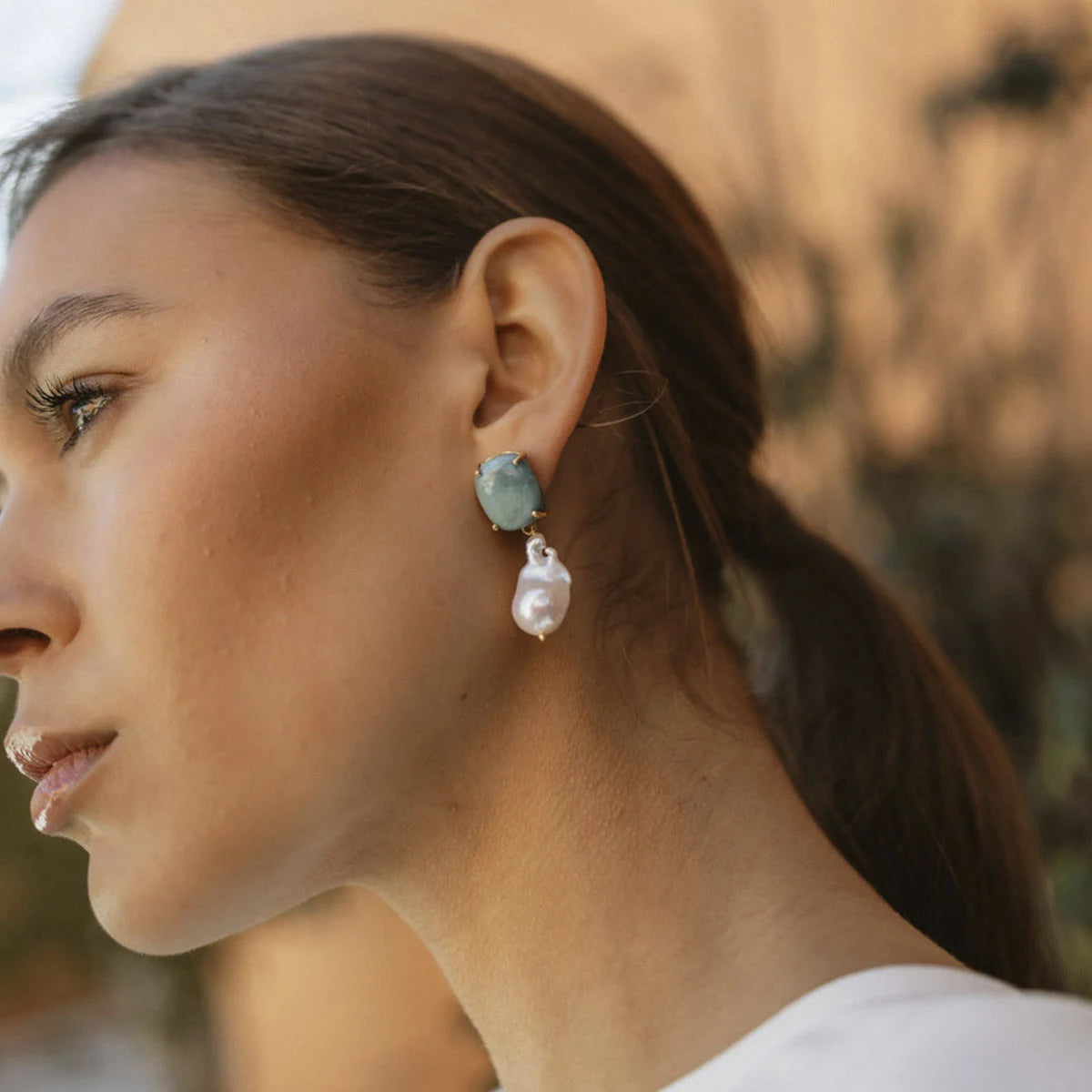 Pendientes Marea Azul Turquesa y Perla