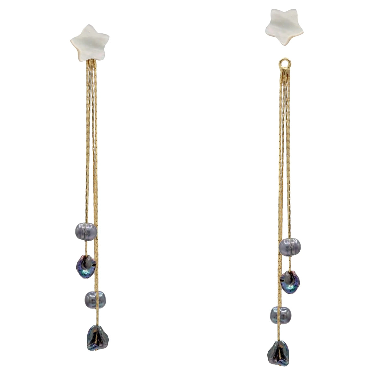 Pendientes Nebula Desmontable Blanco nácar y perla dark