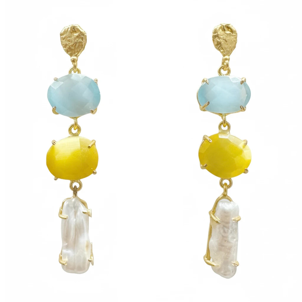 Pendientes Neda Azul, Amarillo y Perla