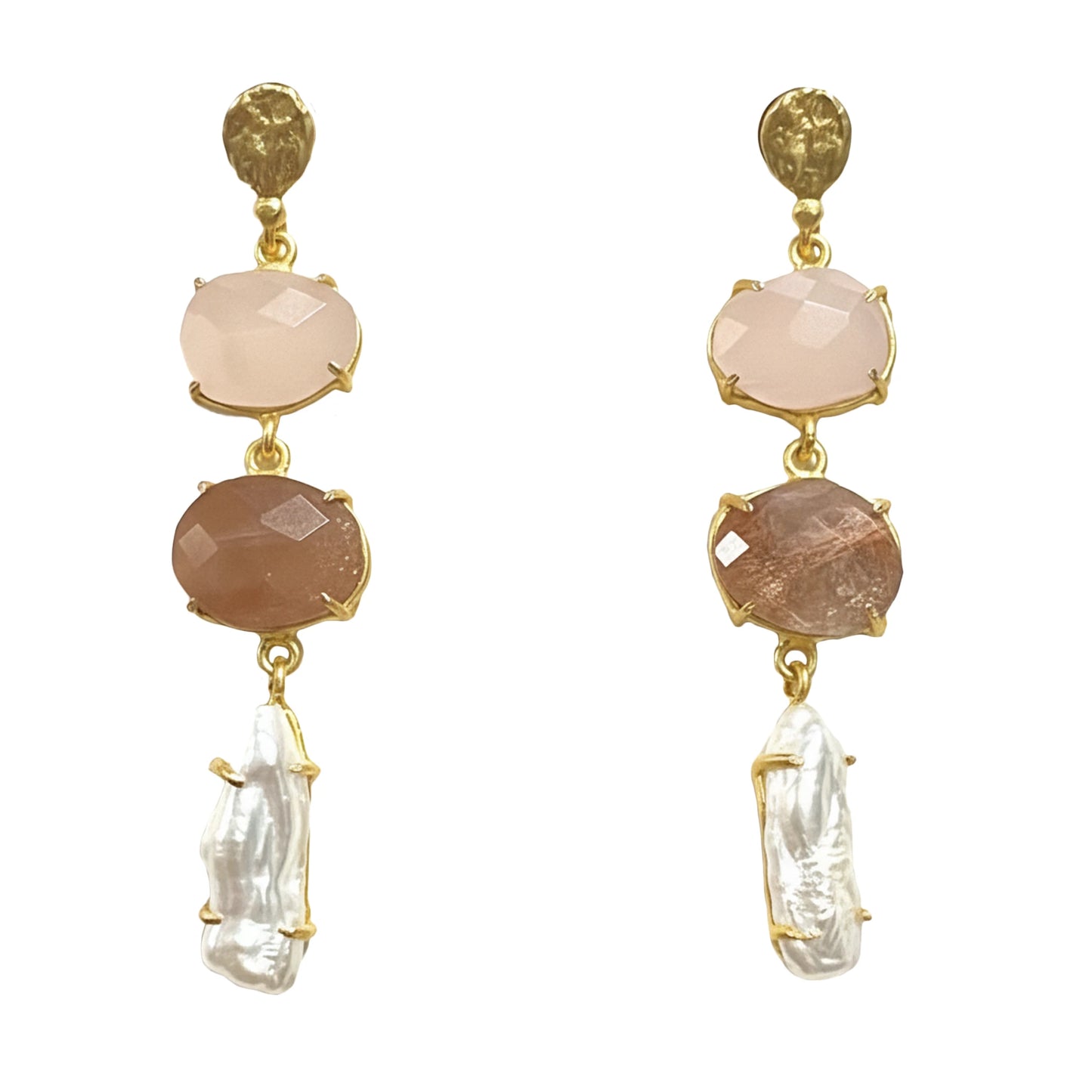 Pendientes Neda Rosa palo, Terracota soft y Perla