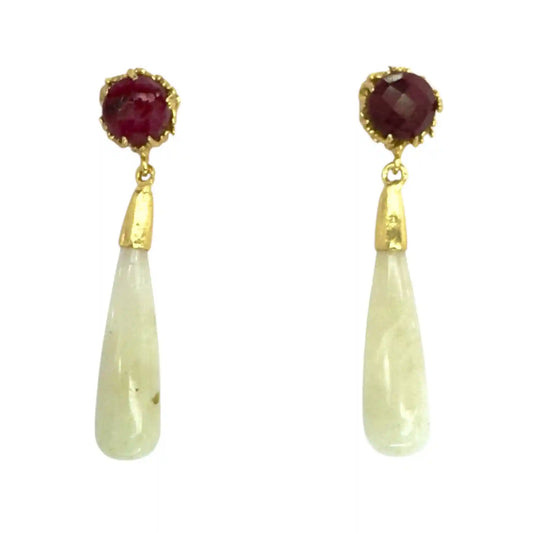 Pendientes Pasión Flamenca Rubí y Piedra Lunar