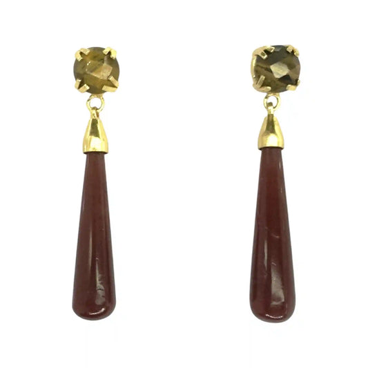 Pendientes Pasión Flamenca Ojo de tigre y Burdeos